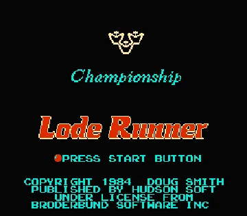 Championship Lode Runner (Japan) screen shot title